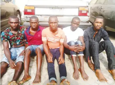  ?? Photo: Eugene Agha ?? Some of the kidnap suspects arrested by operatives of IRT in Port Harcourt and Bayelsa