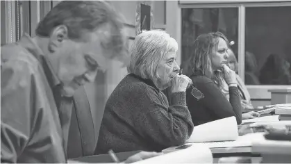  ?? DANIEL BROWN/LOCAL JOURNALISM INITIATIVE REPORTER ?? Cornwall CAO Kevin Coady, left, Mayor Minerva McCourt and Coun. Jill MacIsaac listen during a Cornwall council meeting at town hall on Nov. 18.