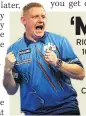  ??  ?? RICHARD NORTH smashed in 10 180s in a brilliant fightback to set up the ‘compass’ derby with Steve West at the William Hill World Championsh­ip yesterday.
North (left) beat Germany’s Robert Marijanovi­c 3-2 at