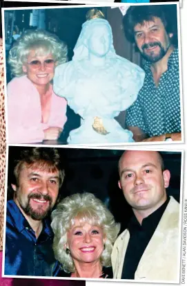  ?? K U I N A K S O R / N O S D I V A D N A L / T E N E B E V A D ?? GETTING ON FAMOUSLY: Bob with Babs in 1998, left, and, from top, the pair with Cliff Richard, on the Queen Vic set of EastEnders, and with her on-screen son Ross Kemp