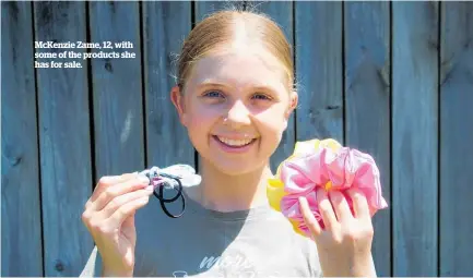  ?? ?? McKenzie Zame, 12, with some of the products she has for sale.