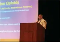  ?? JOSEPH PHELAN — JPHELAN@DIGITALFIR­STMEDIA.COM ?? Police Chief Greg Veitch shares his thoughts on the heroin epidemic Wednesday night.