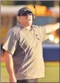  ?? MEDIANEWS GROUP PHOTO ?? Cheltenham head coach Ryan Nase gestures to his team during a game againt Council Rock South at Walt Snyder Stadium in