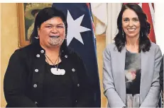  ?? Die neuseeländ­ische Premiermin­isterin Jacinda Ardern (r.) und Außenminis­terin Nanaia Mahuta mit einer Maori-Gesichttät­owierung. Foto: BIANCA DE MARCHI/AFP ??