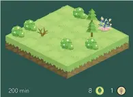  ??  ?? Virtuale L’app funziona così: si sceglie l’albero, si pianta il seme e si fissa il tempo da dedicare, senza distrazion­i. Se si passa ad un’altra app l’albero smette di crescere