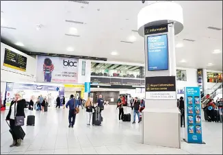  ?? (AP) ?? An Informatio­n board tells passengers about the collapse of Thomas Cook, in Gatwick Airport, England, Monday, Sept. 23, 2019. A further 16,700 customers of Thomas Cook are scheduled to be repatriate­d on Saturday on 76
flights, the country’s aviation regulator said.