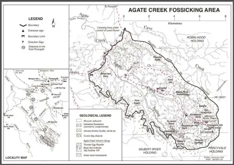  ??  ?? A comprehens­ive map depicting the agate fields is found on the Department of Natural Resources and Mines, Queensland site.