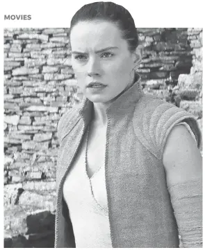  ?? INDUSTRIAL LIGHT & MAGIC/LUCASFILM ?? Daisy Ridley leaves behind a snowbound train for a galaxy far, far away next month in “Star Wars: The Last Jedi.”