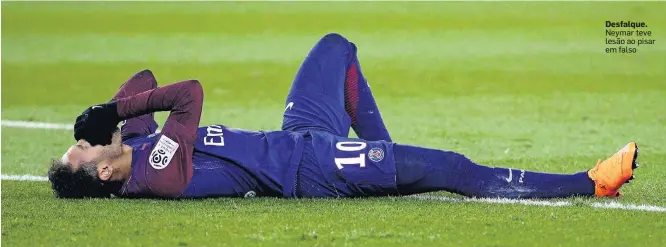  ?? GEOFFROY VAN DER HASSELT / AFP – 25/2/2018 ?? Desfalque. Neymar teve lesão ao pisar em falso