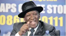  ?? | BONGANI SHILUBANE African News Agency (ANA) ?? POLICE Minister Bheki Cele briefs the media after meeting with police station heads and commanders from across country to discuss issues creating unhappines­s within the SAPS.