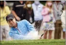  ?? STEPHEN B. MORTON — THE ASSOCIATED PRESS ?? Stewart Cink hits out of the bunker on the 15th hole during the second round of the RBC Heritage tournament in Hilton Head Island, S.C. on Friday.