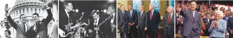  ?? Washington Post/Bloomberg ?? From left: Bush as vice-president under Ronald Reagan; after receiving ‘The Prez’ guitar — a present — from musician Sam Moore; with former presidents Barack Obama, George W. Bush, Bill Clinton and Jimmy Carter, with wife the late Barbara Bush.