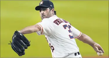  ?? ASSOCIATED PRESS FILE PHOTO ?? Houston Astros staff ace Justin Verlander throws will undergo Tommy John surgery and miss the rest of this season.