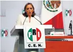  ?? ?? Claudia Ruiz Massieu fue presidenta nacional del PRI de julio de 2018 a agosto de 2019.