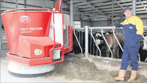  ??  ?? Frank Murphy is the first beef farmer in the world using the automated feeding system at his farm at Glen South, Banteer. Photos by Sheila Fitzgerald.