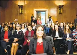  ?? Kent Nishimura Los Angeles Times ?? JULIE SU testifies before a Senate panel in April. Republican­s oppose her confirmati­on as Labor secretary, saying her policies are pro-union and anti-business.