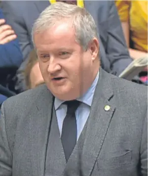  ?? Picture: PA. ?? The SNP’s Ian Blackford challenged Theresa May during Prime Minister’s Questions in the House of Commons yesterday.