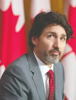  ?? ADRIAN WYLD / THE CANADIAN PRESS ?? Prime Minister Justin Trudeau, at the Liberals' convention this weekend, accused Conservati­ve Leader Erin O'toole of muddying the waters on public health restrictio­ns.