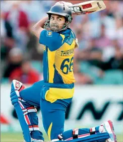  ??  ?? Lahiru Thirumanne who scored an unbeaten 102 in action.