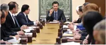  ??  ?? Syria’s President Bashar al-Assad (c) meets with members of the Higher Committee for Relief in Damascus May 3, 2014.