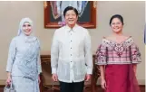  ?? ?? H.E. Amb. Megawati Dato Paduka Haji Manan of the Embassy of Brunei Darussalam in Manila
Danilo Dovgoboret­s (Second Secretary of the Embassy of Sweden); Mme. Cathrine Lykke Riseng Lyster (spouse of H.E. Christian Halaas Lyster, Ambassador of Norway); and Samantha Ashleigh Snell Smith (spouse of Danilo Dovgoboret­s)