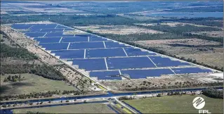  ?? CONTRIBUTE­D ?? The Loggerhead Solar Energy Center in St. Lucie County is one of four Florida Power & Light plants that began serving state customers Thursday. Eight solar centers have come online this year.