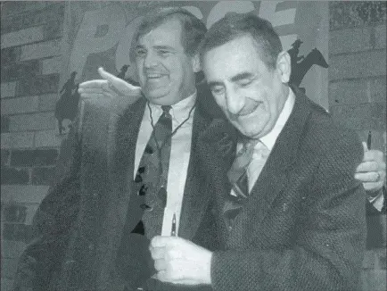  ??  ?? Coach Ron Meyer, left, and owner Nick Mileti of the Canadian Football League’s Las Vegas Posse, 1994. Las Vegas Review-journal file photo