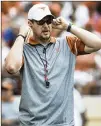  ?? RICARDO B. BRAZZIELL / AMERICAN-STATESMAN ?? Coach Tom Herman (above) won praise from QB recruit Tanner McKee of California.