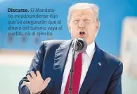  ??  ?? Discurso. El Mandatario estadounid­ense dijo que se asegurarán que el dinero del turismo vaya al pueblo, no al ejército.