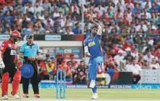  ?? Courtesy: BCCI ?? Off-spinner Krishnappa Gowtham of Rajasthan Royals in action against Royal Challenger­s Bangalore yesterday.