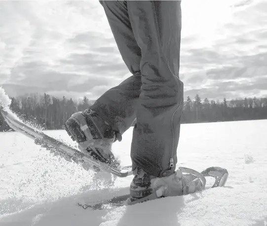  ?? THOMAS WHISENAND/THE NEW YORK TIMES ?? Snowshoes are poised to be a big seller in the pandemic winter. Above, snowshoein­g in the Boundary Waters Canoe Area Wilderness near Ely, Minnesota.