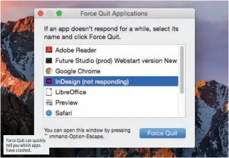  ??  ?? Force Quit can quickly tell you which apps have crashed.