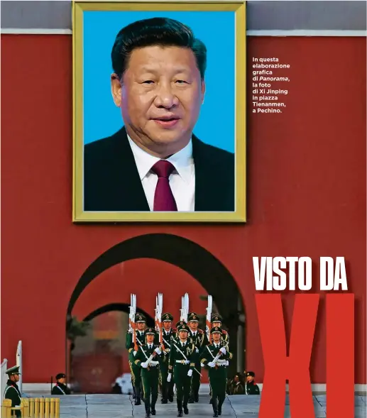  ??  ?? In questa elaborazio­ne grafica di Panorama, la foto di Xi Jinping in piazza Tienanmen, a Pechino.