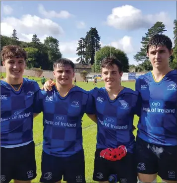  ??  ?? Wicklow quartet Paddy McKensie, Sam Porter, Luke Thompson and Mark Nicholson, who played their part in the Leinster U-18 Clubs 45-0 win over Ulster.