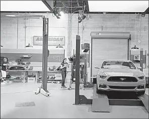  ?? Philadelph­ia Inquirer/MARGO REED ?? A Ford Mustang is seen in mid-July in a video studio where Stephanie Wood hosts an American Muscle YouTube video.