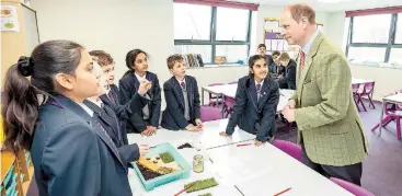  ?? ?? The Earl of Wessex meeting pupils at St Peter's Middle School. Photo by Stewart Turkington.