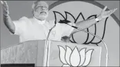  ?? PTI ?? Prime Minister Narendra Modi addresses an election campaign rally in Bahraich district on Thursday.