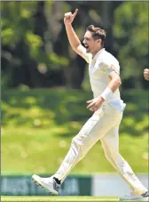  ??  ?? England's paceman Chris Woakes bowls during their four-day match against Cricket Australia XI. At stumps on Day 1 CA XI scored 290/9. Woakes had figures of 18-3-54-6.