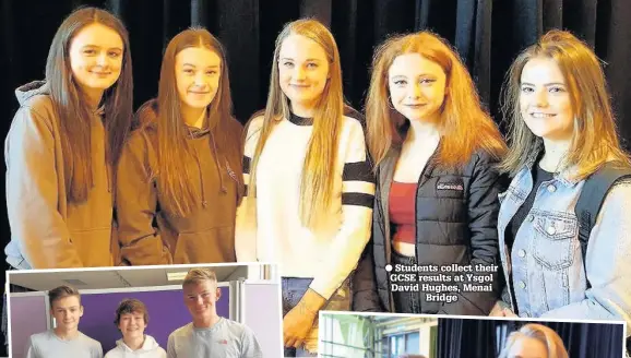  ??  ?? Students collect their GCSE results at Ysgol David Hughes, Menai Bridge