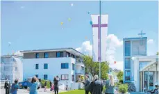  ??  ?? Als Zeichen der Hoffnung, der Liebe und des Glaubens lassen die Gottesdien­stbesucher im Rahmen der Feierlichk­eien vor der Kreuzkirch­e bunte Luftballon­s in den blauen Himmel steigen.