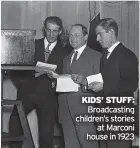  ?? ?? KIDS’ STUFF:
Broadcasti­ng children’s stories
at Marconi house in 1923