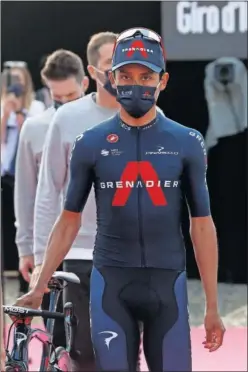  ??  ?? Egan Bernal, durante la presentaci­ón de equipos del Giro en Turín.