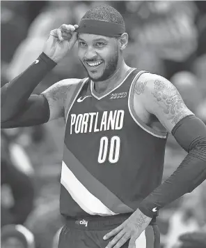  ?? CHUCK COOK/ USA TODAY SPORTS ?? At 37, Carmelo Anthony enters his 19th season at No. 10 on the all- time NBA scoring list. He is now with the Lakers.
