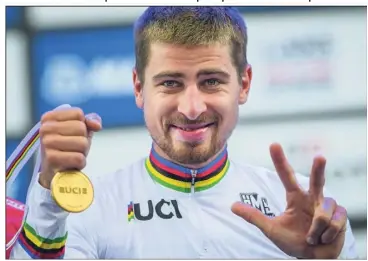  ?? (Photo AFP) ?? Peter Sagan a encore fait bégayer l’histoire : champion du monde force  !