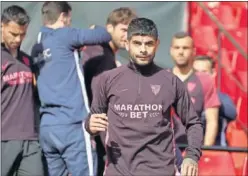  ??  ?? Ever Banega, en un entrenamie­nto reciente con el Sevilla.