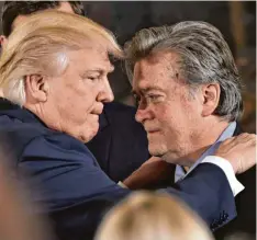  ?? Foto: Mandel Ngan, afp ?? „Ich will alles zum Einsturz bringen“, sagte Steve Bannon (rechts) einmal. Er ist einer der engsten Vertrauten von Donald Trump.