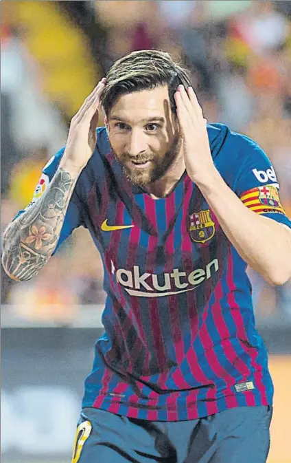  ?? FOTO: PERE PUNTÍ ?? Leo Messi está en una fantástica racha que rubricó la semana pasada marcando un doblete en Wembley y otro tanto en Mestalla