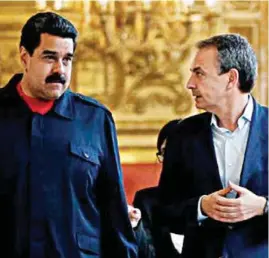  ??  ?? ENCUENTRO. El exjefe del gobierno español, José Luis Rodríguez Zapatero se reunió ayer con el presidente Maduro y la presidenta de la ANC, Delcy Rodríguez.