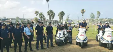  ??  ?? OFFICERS IN THE beach patrol unit gather for the group’s inaugural ceremony in Tel Aviv yesterday.