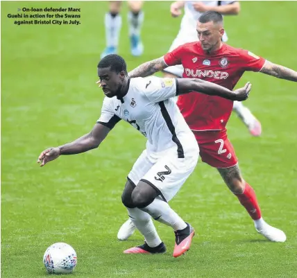  ??  ?? > On-loan defender Marc Guehi in action for the Swans against Bristol City in July.